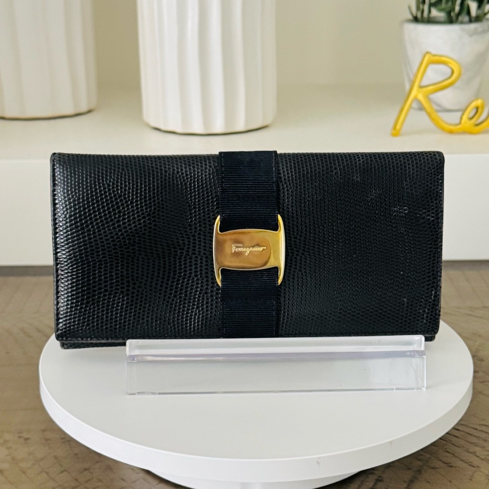 Salvatore Ferragamo Vara Leather Long Wallet